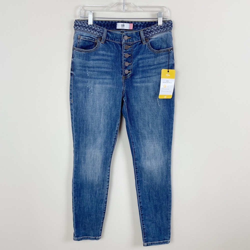 Cabi #5694 MIA Button Fly Braided Skinny Jeans